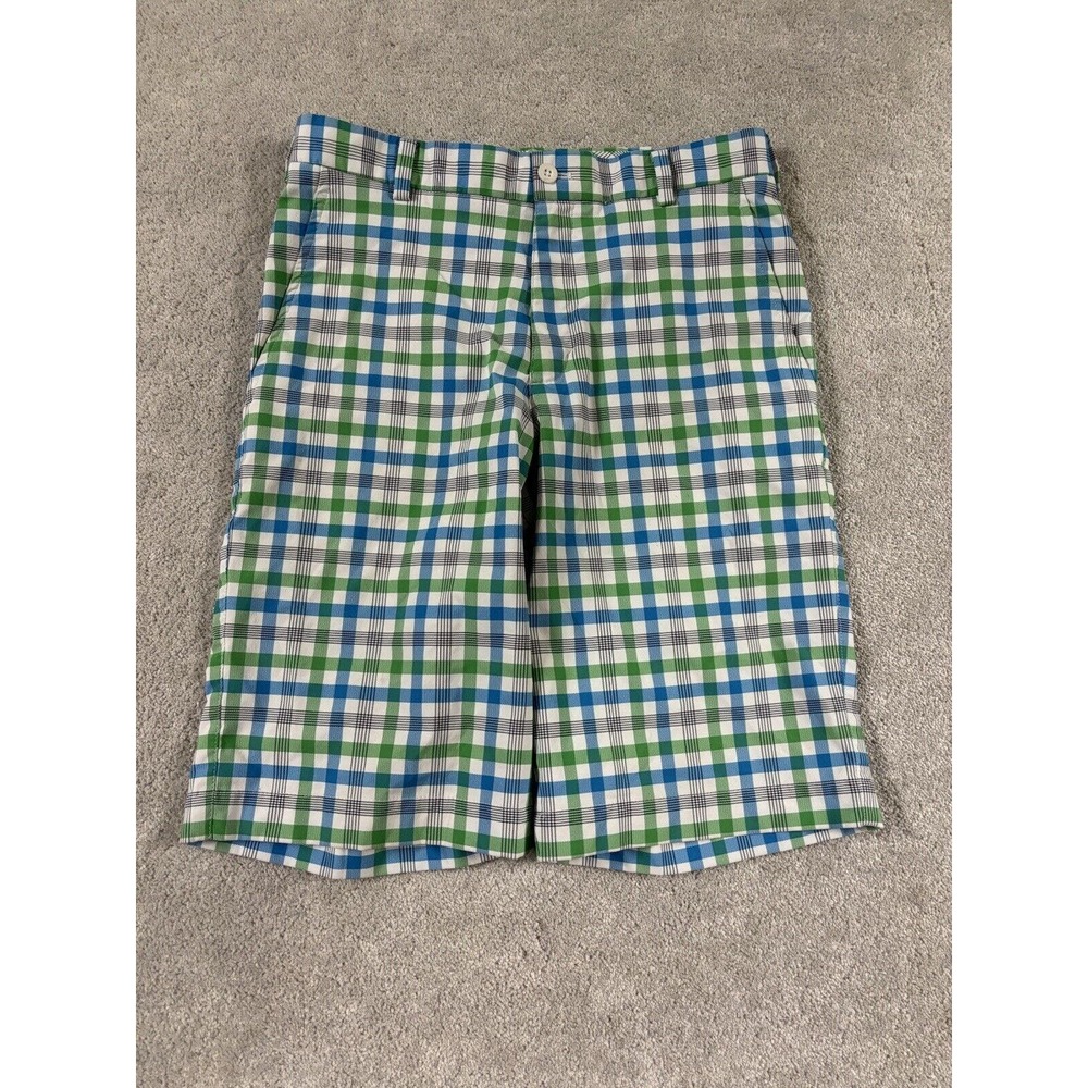 Nike Golf Dri Fit Mens Plaid Golf Active Shorts sz 28 M. Green Blue White Colors